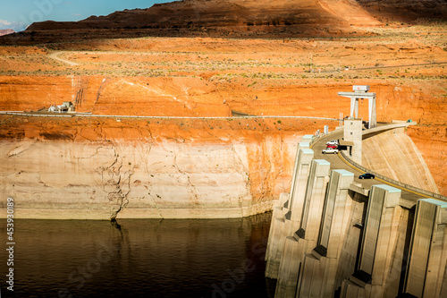 Glen Canyon Dam impounding the Colorado River to form Lake Powell in Page, Arizona photo