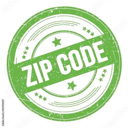 ZIP CODE text on green round grungy stamp.