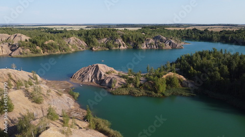 Hills and blue water. Romantsev mountains. The conductors of Tula, a photo from a drone