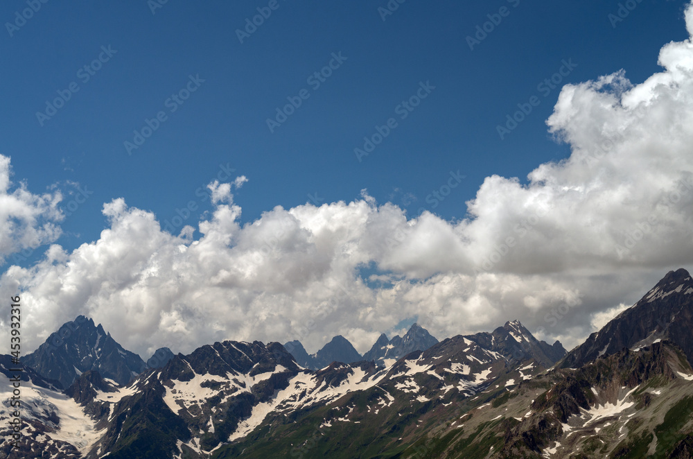 Beautiful mountain landscape of the Caucasus mountain range.