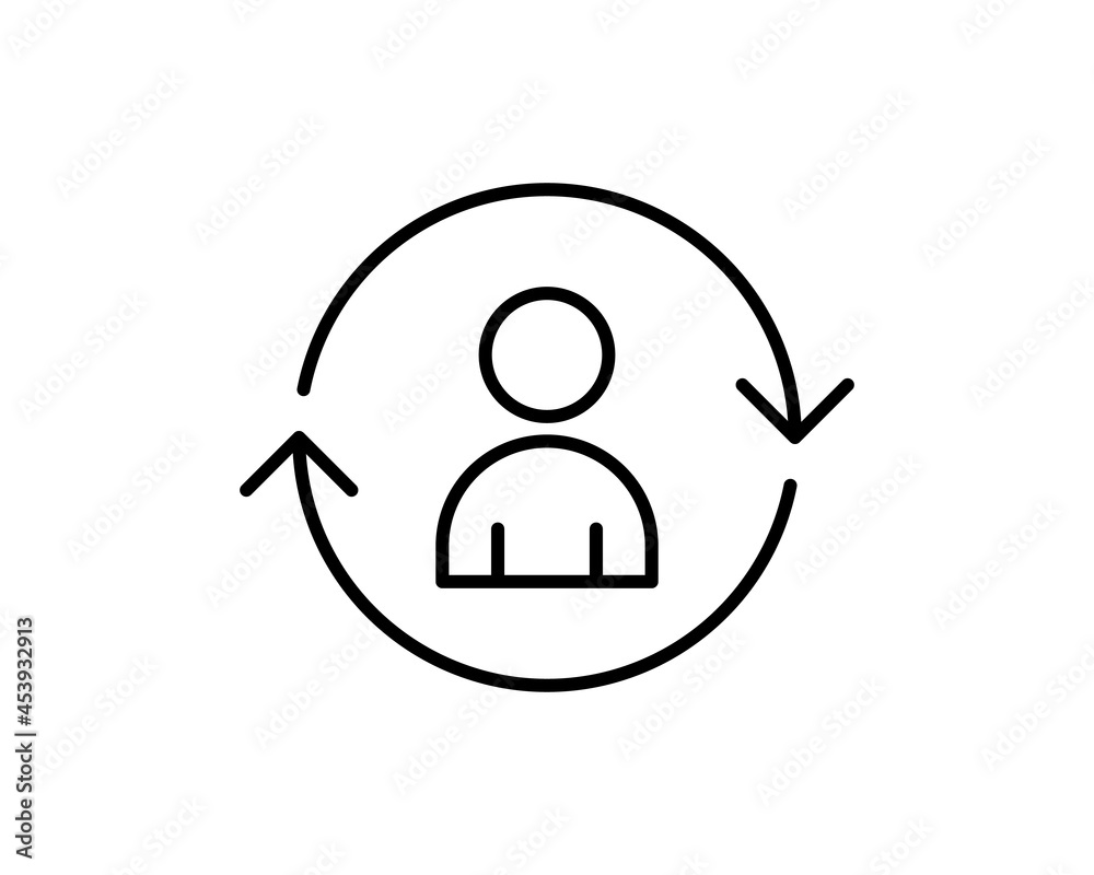 Circle arrow lineal color icon with person. Business symbol. simple illustration mobile concept app line icon and web design. Editable stroke. Design template vector Circle arrow lineal color icon with person. Business symbol. simple illustration mobile concept app line icon and web design. Editable stroke. Design template vector