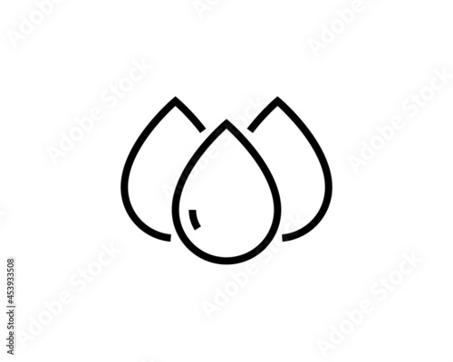 Simple icon in line art style of clean droplet of rain or raindrop. Drop of water isolated on white background. Symbol of precipitation and humidity. Linear flat contoured vector illustration