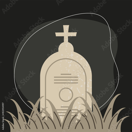 gravestone on grass