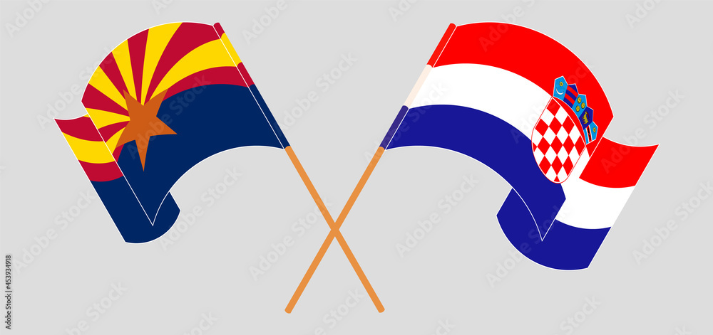 Crossed flags of the State of Arizona and Croatia. Official colors. Correct proportion Crossed flags of the State of Arizona and Croatia. Official colors. Correct proportion