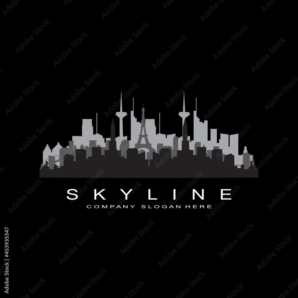 Fototapeta premium City Skyline,Skyscraper for Urban Real Estate Building Logo Design Vector