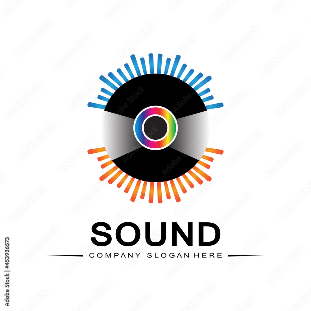 Fototapeta premium music sound wave logo icon vector, speaker and headset