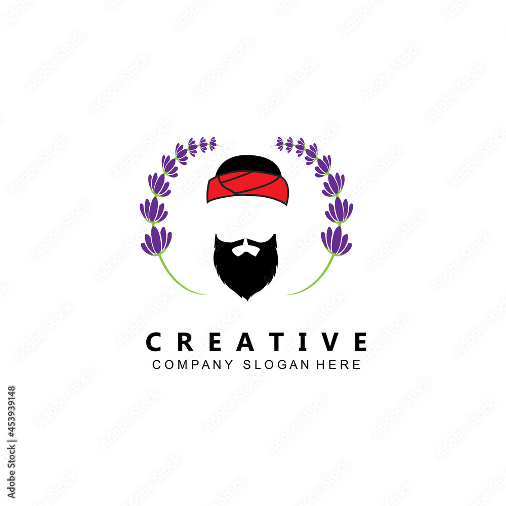 Muslim man islamic logo icon vector, veiled headscarf and hat inspiration template, illustration Muslim man islamic logo icon vector, veiled headscarf and hat inspiration template, illustration