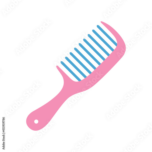 Pink blue comb hair brush isolated flat vector icon