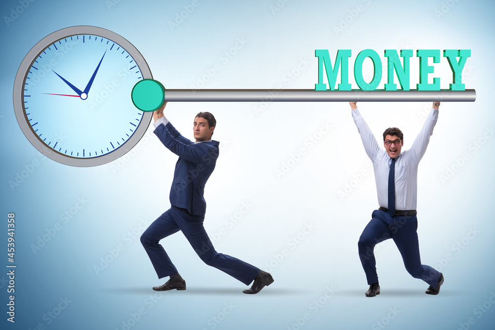 Time is money concept with businessman and key Time is money concept with businessman and key