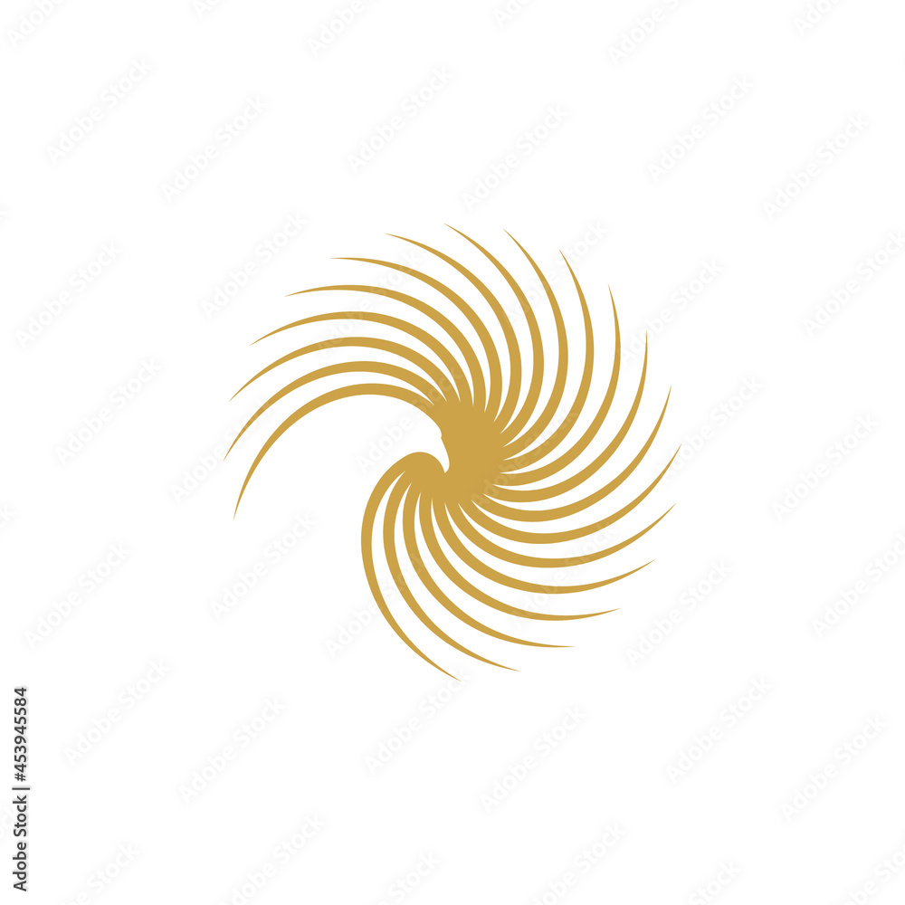 swirl eagle logo design in luxury gold color. eagle solar logo
