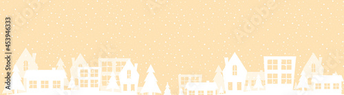 Christmas creative geometric background, paper village landscape, poster design template, landing page, abstract web banner, vector illustration