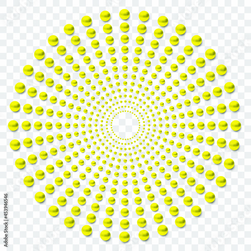 Yellow luxury background with 3D beads. Vector illustration.