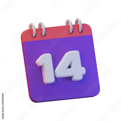 3D Render calendar of 14 days for daily reminder or schedule