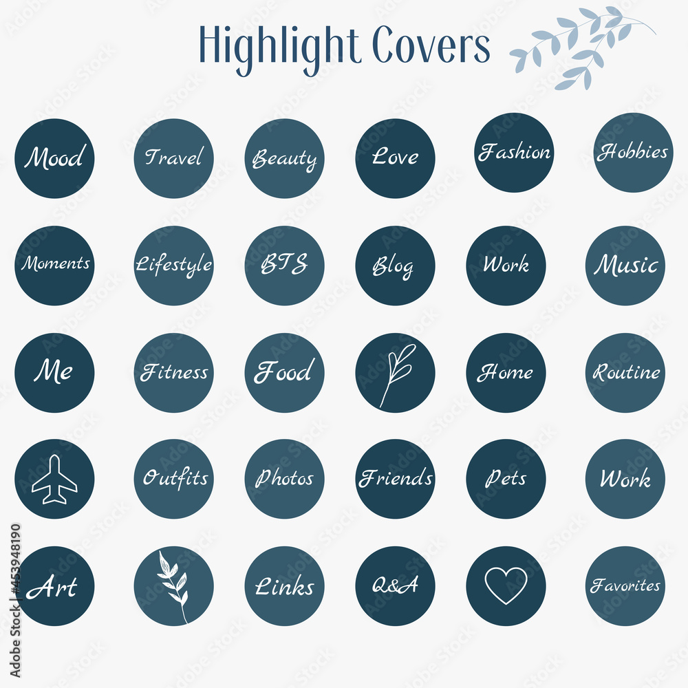 Instagram Highlights cover icons blue trend 2023 Stock Photo ...