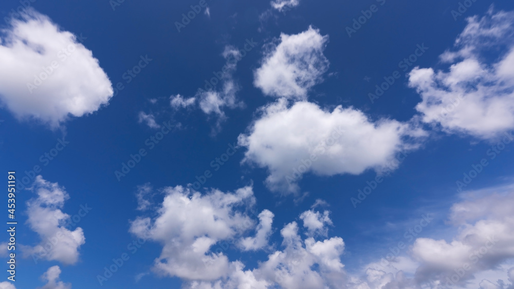 Blue sky background with clouds Natural daylight and white clouds floating on blue sky Clear sky nature environment.