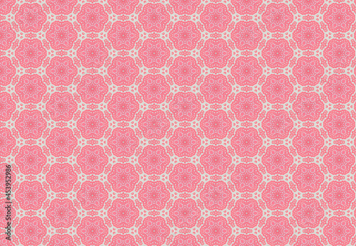 Pink hand crochet doily repeating pattern photo
