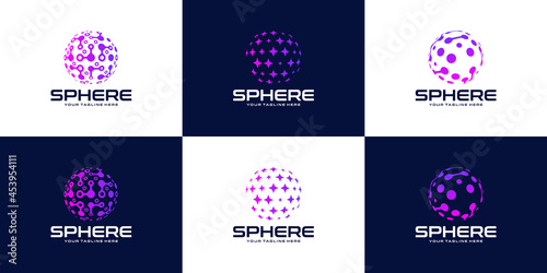 collection of elegant and modern technology world sphere Logo design inspiration