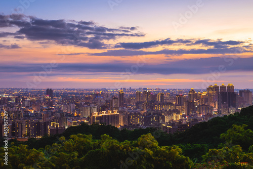 view over taoyuan city from hutou mountain in taiwan at night