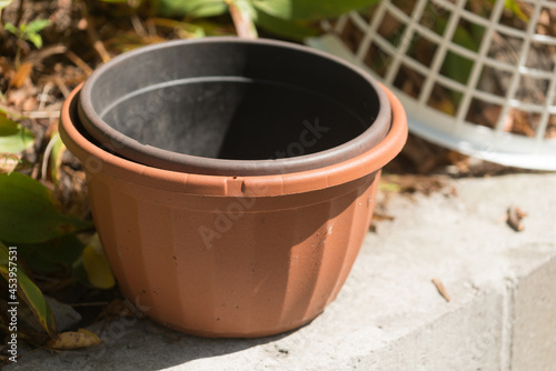 plast pots in the sunlight