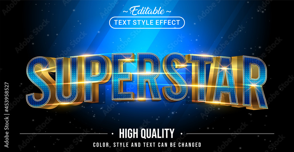Editable text style effect Superstar text style theme. Stock Vector