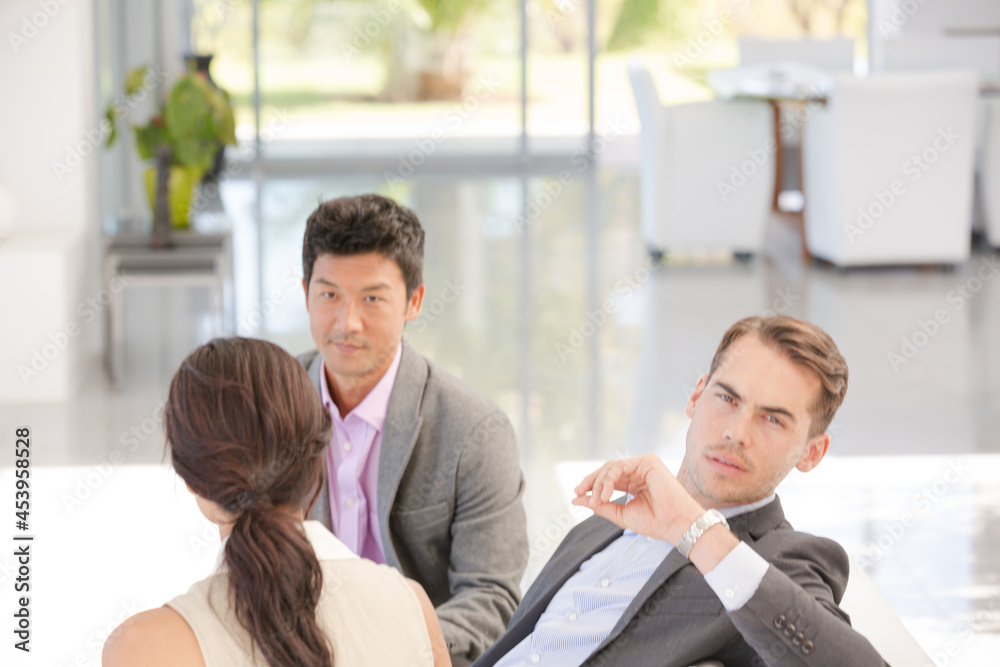 Businessman smiling in meeting