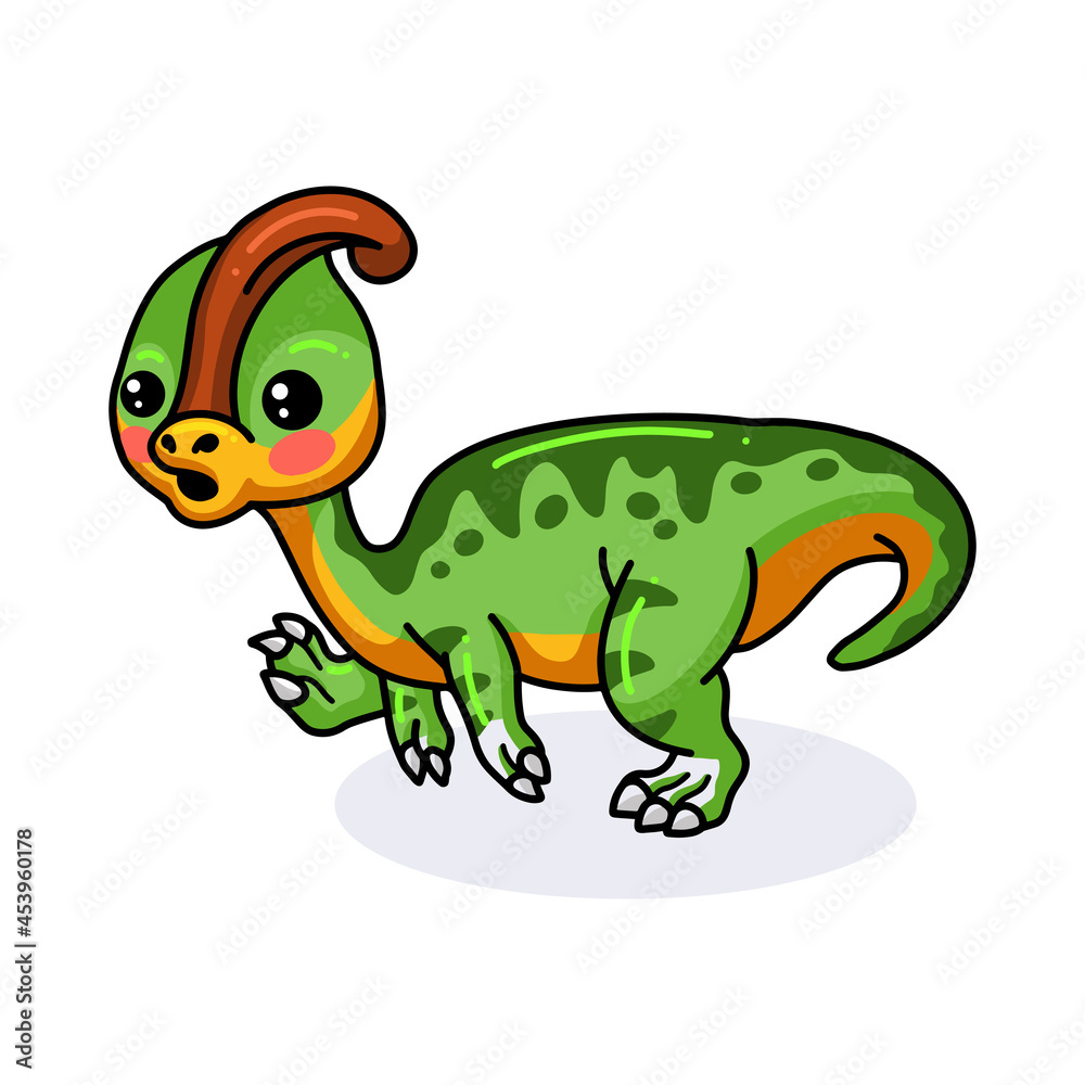 Obraz premium Cute little parasaurolophus dinosaur cartoon