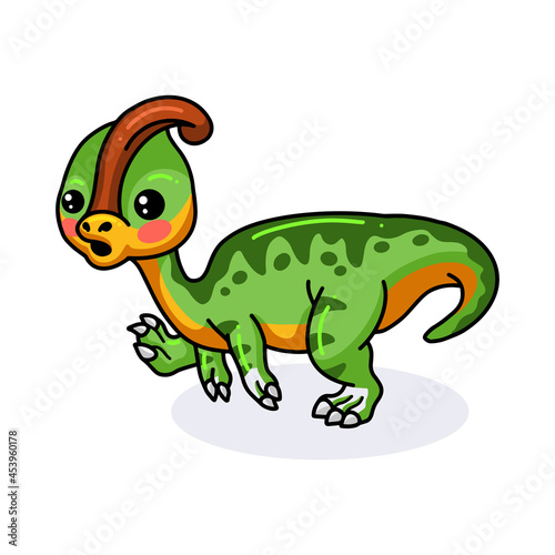 Cute little parasaurolophus dinosaur cartoon