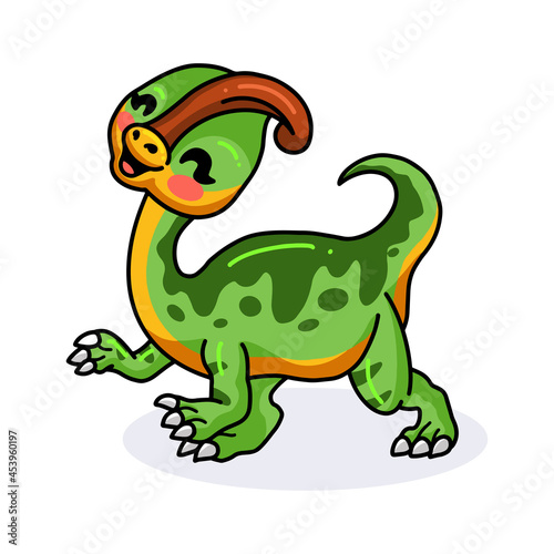 Cute little parasaurolophus dinosaur cartoon