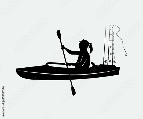 kayak fishing Printable Vector Illustration .kayak fishing silhouettes vector. Kayak Fishing vector and Kayak Fisherman,