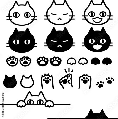 猫モチーフのデコレーションイラストセット