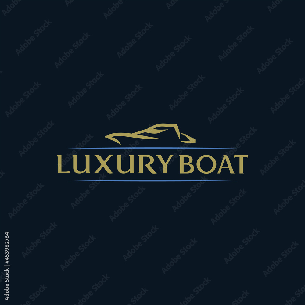 luxury boat logo design vector