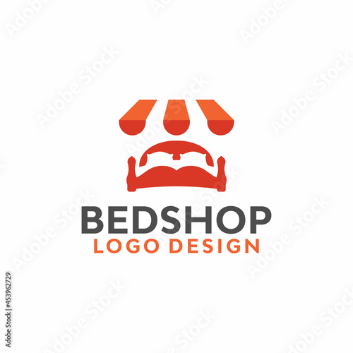 illustration bed and canopy for store logo design vector