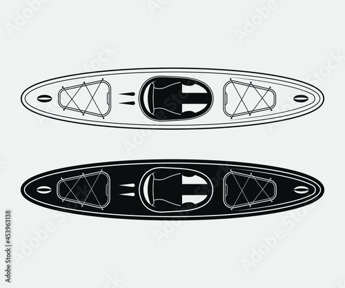 kayak Printable Vector Illustration.Kayaking silhouettes vector. 