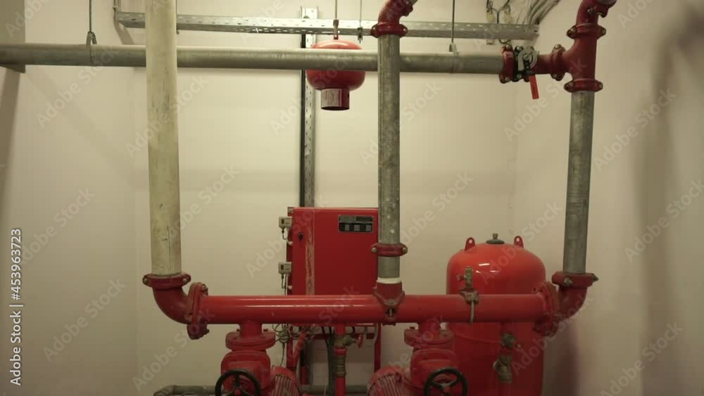 industrial building fire extinguishing water sprinkler system - interior view industrial building fire extinguishing water sprinkler system - interior view
