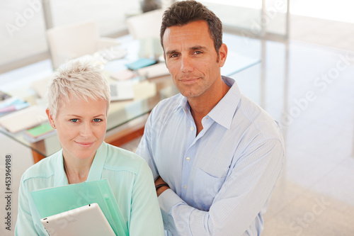 Business people smiling in office