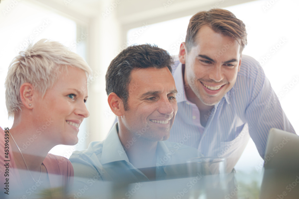 Fototapeta premium Business people using laptop in meeting