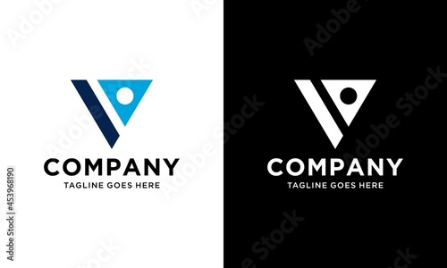 letter v and people logo design illustration