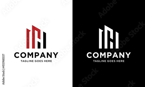 Letter H building logo icon design minimalist style illustration. creative simple apartment vector .