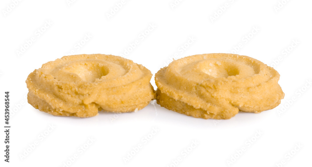Danish butter cookies isolated on whitebackground