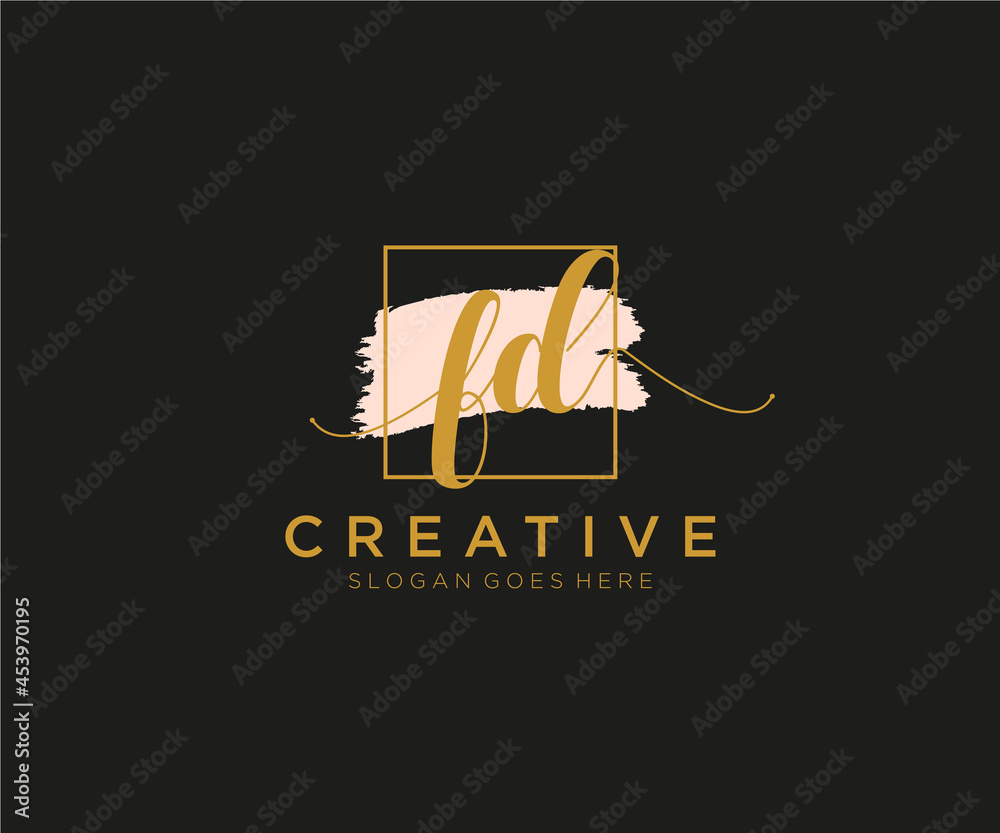 initial FD Feminine logo beauty monogram and elegant logo design ...