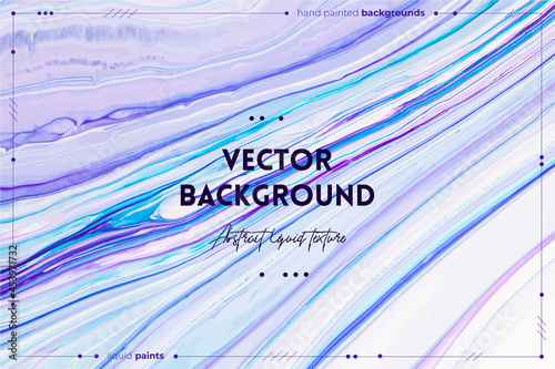 Fluid art texture. Abstract backdrop with iridescent paint effect. Liquid acrylic picture with artistic mixed paints. Can be used for baner or wallpaper. Blue, turquoise and white overflowing colors.