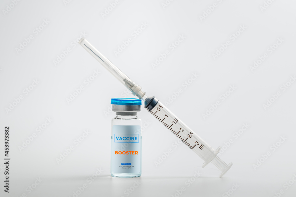 Syringe with liquid vaccines booster on white background, fight against virus covid-19 coronavirus, Vaccination and immunization. diseases,medical care,science, vaccine booster concept. Syringe with liquid vaccines booster on white background, fight against virus covid-19 coronavirus, Vaccination and immunization. diseases,medical care,science, vaccine booster concept.