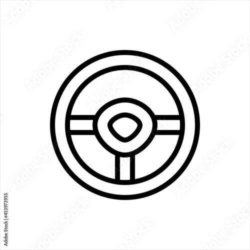 Pixel perfect black thin line icon of a car steering wheel. Editable stroke vector 64x64 pixels. Scale 5000% preview. Racing game sign. Drawing automobile controller symbol. Outline linear pictogram