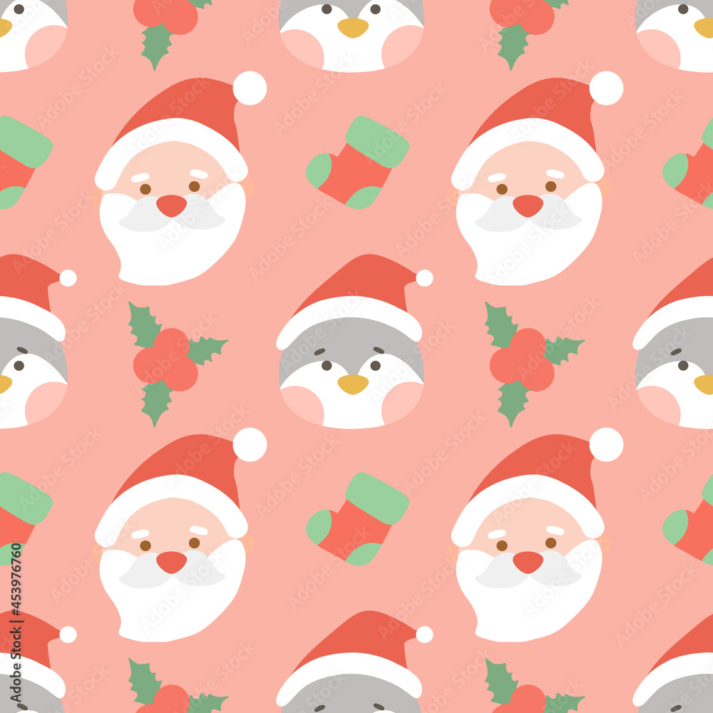Cute Christmas seamless patterns.