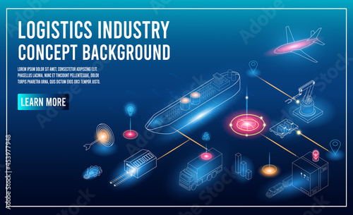 Modern Global logistic service Background concept with export, import, warehouse business and transport. Vector illustration EPS10