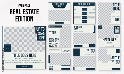 preview 2017Set of editable social media instagram post real estate design vector template ai & eps 10
