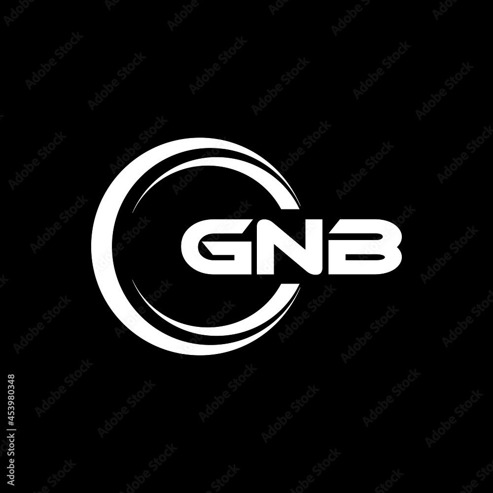 GNB letter logo design with black background in illustrator, vector ...