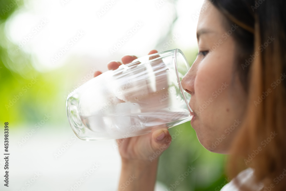 woman drinking fresh water, healthcare concept woman drinking fresh water, healthcare concept