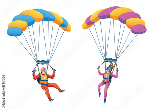 Parachute skydiver couple character set