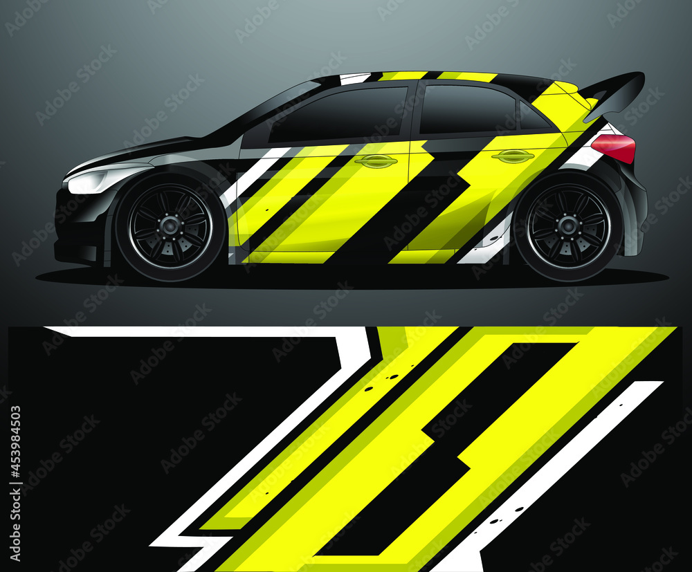 Rally car decal graphic wrap vector, abstract background